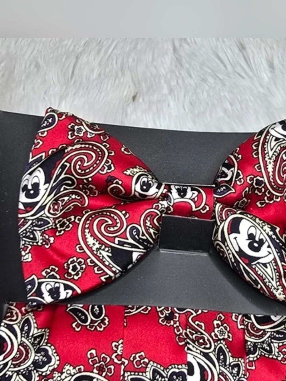 Disney Mickey Mouse Red Paisley Bow Tie & Cummerbund Set NWT